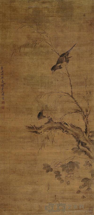 陈书 辛丑(1721年)作 花鸟 立轴 87.5×39cm