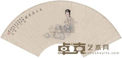 费丹旭 甲申(1824年)作 天庭展卷图 镜片 19×53cm
