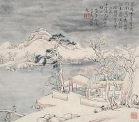 秦炳文 己巳（1868年）作 雪晨邻来图 立轴
