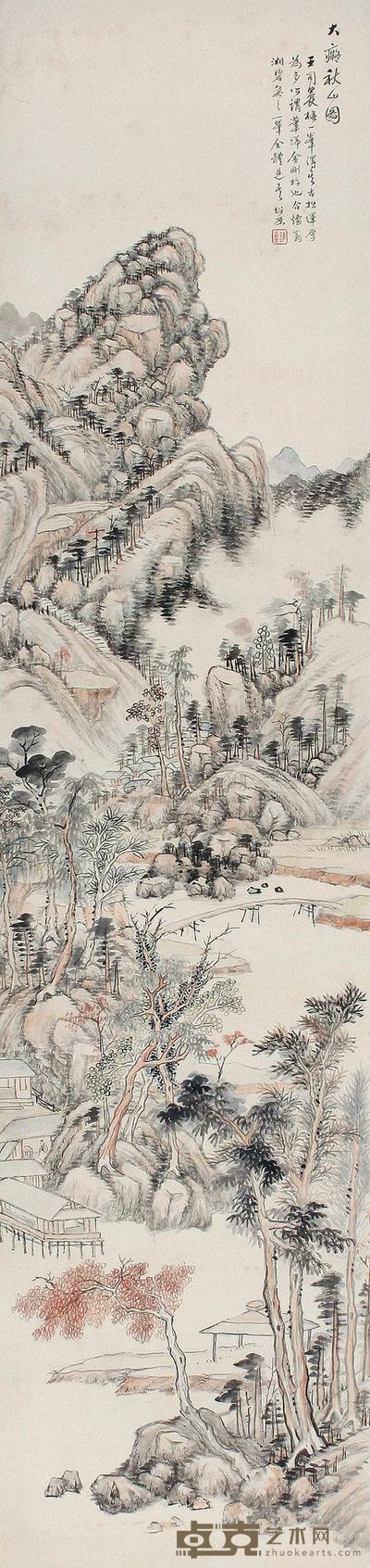 陶绍原 大痴秋山图 立轴 133×31cm