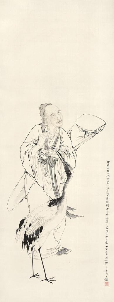 邓芬 丙寅（1926年）作 鹤寿图 立轴