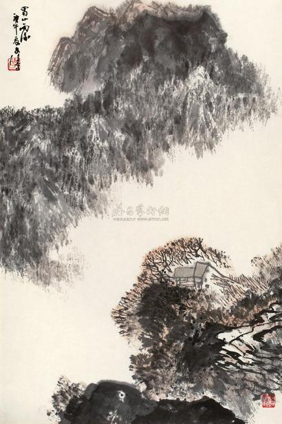 李文信 庚午（1990年）作 蜀山雨后 镜心