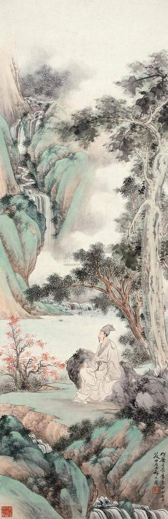 祁大夔 甲申（1944年）作 高士图 立轴