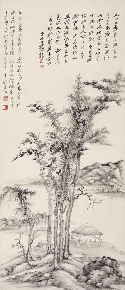 蒋謇 壬辰（1952年）作 松溪艇子 立轴