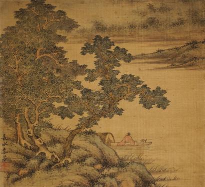 李芳 秋溪垂钓图 立轴