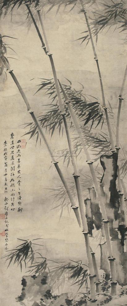 张应召 戊寅（1638年）作 潇湘竹影 立轴