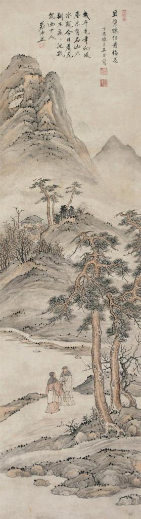 吴焯 丁酉（1657年）作 且携仙侣看梅花 立轴