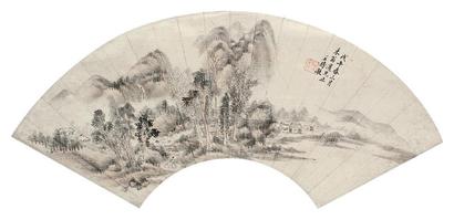 王时敏 戊午（1678年）作 浅绛山水 扇面