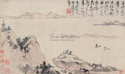 杨维桢 （款） 湖山风帆图 立轴