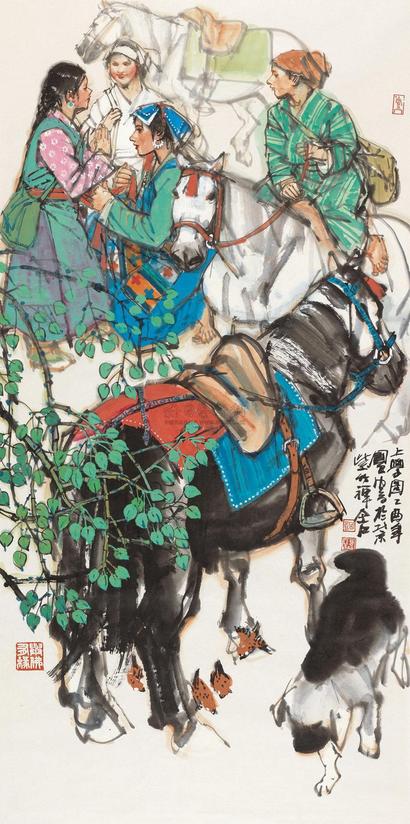 史国良 2005年作 上学图 镜心