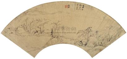 杨文骢 壬申（1632年）作 山水 扇面