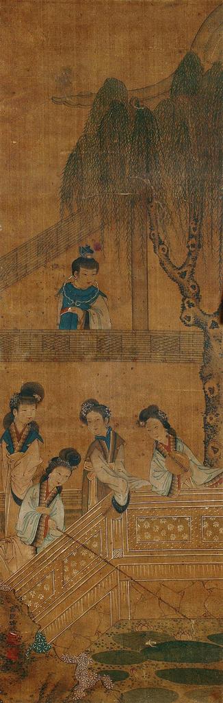 冷枚 （款） 红楼垂钓图 镜心