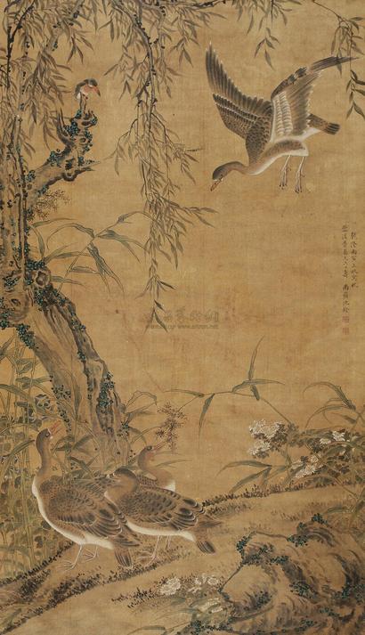 沈铨 （款） 丙寅（1746年）作 芦雁图 立轴