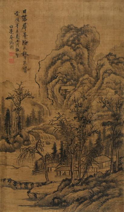 张瑞图 辛未（1631年）作 秋山飞瀑图 立轴