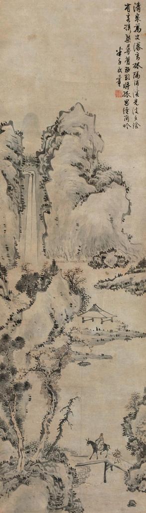 龚贤 （款） 骑驴寻诗图 立轴