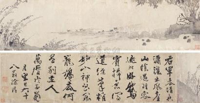 徐渭 （款） 戊子（1588年）作 右军观鹅图 行书五言诗 手卷