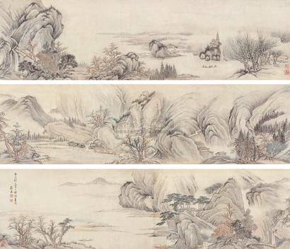 张宏 丙戌（1646年）作 溪山胜景图 手卷