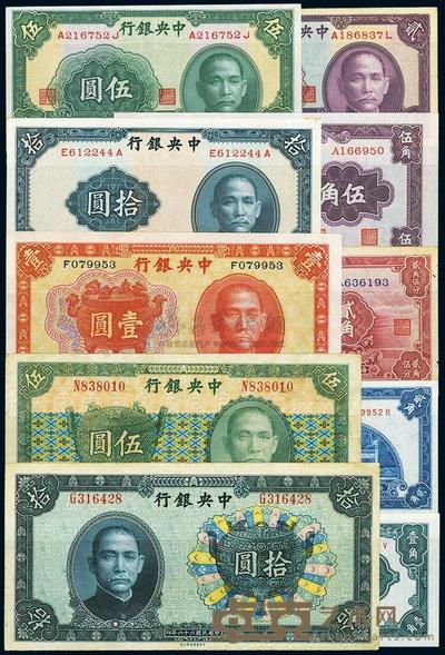 中央银行纸币中华版共10种不同 