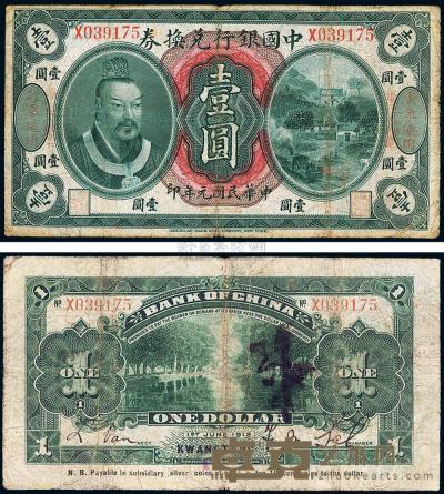 民国元年（1912年）中国银行黄帝像毫洋壹圆 