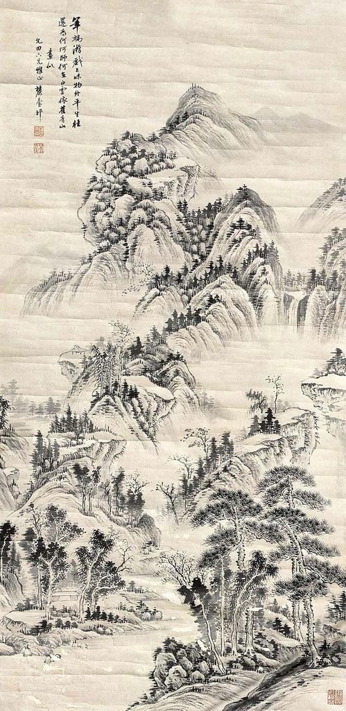 王原祁 山水 立轴