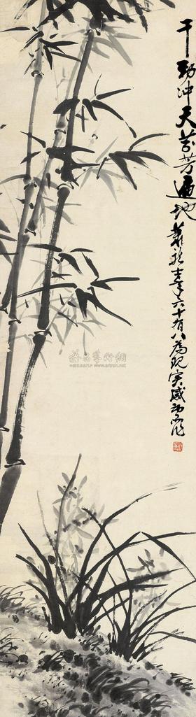 萧龙士 兰竹图 立轴