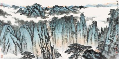 宋玉麟 黄山松云图 镜心