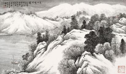 卢星堂 溪山晴雪图 镜心