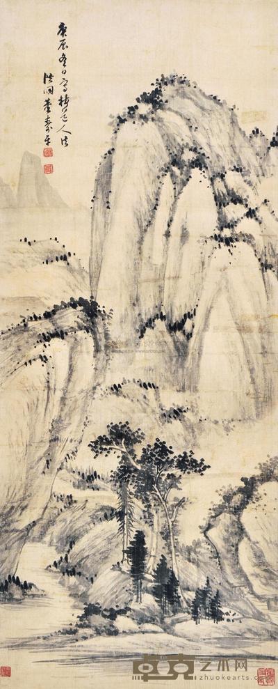 董寿平 1940年作 山水 立轴 117×47cm