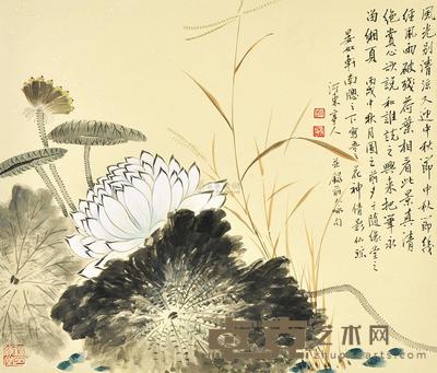 赵亭人 荷花 镜框 44×52cm