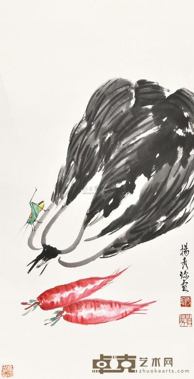 杨秀珍 蔬果草虫 立轴 69×36cm