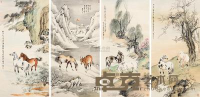 戈晓湘 马 (四件) 屏轴 132×67cm×4