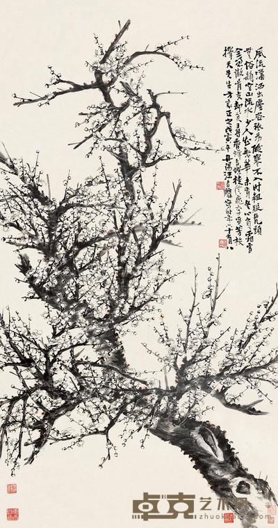 汪吉麟 梅花 立轴 121×63cm