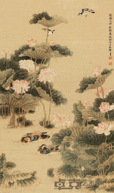 沈铨 荷塘清趣 立轴 70×41cm