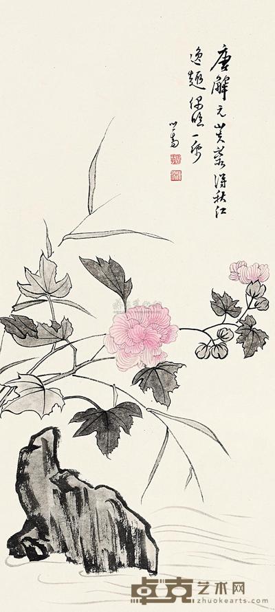 溥儒 花卉 立轴 83×37cm