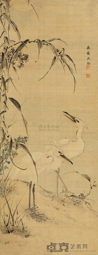 沈铨 花鸟 立轴 108×42cm