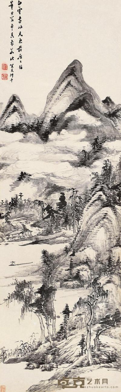 姚锺葆 山水 立轴 119×37cm