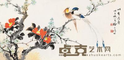 徐小隐 花鸟 镜片 33.5×67cm