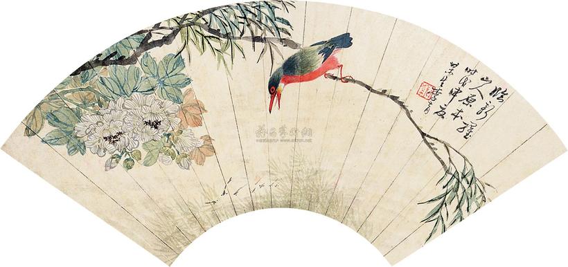 李育 等 书画 扇片 （五件选一）
