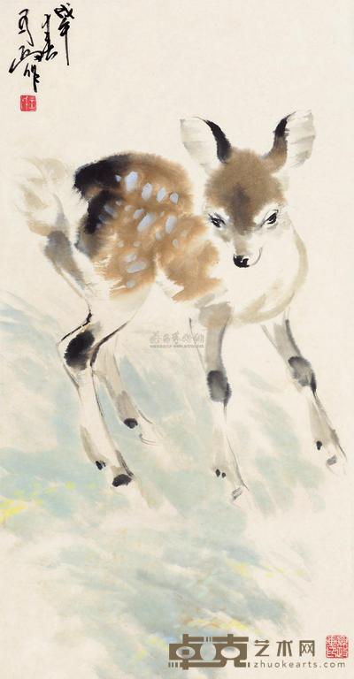 王为政 鹿 立轴 65×34cm