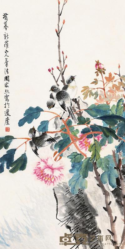 周家烈 花鸟 立轴 85×43cm