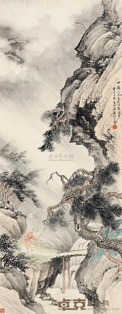 房毅 山水 立轴 96×38cm