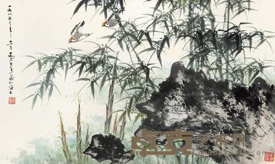 乔木 花鸟 镜片连框 57×94cm