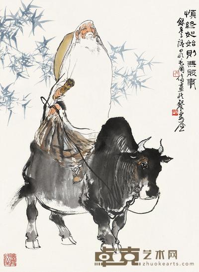 毛国伦 老子出关 立轴 68×50cm