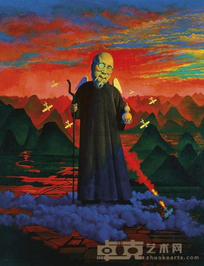 刘野 1996年作 齐白石肖像 111.5×86.2cm