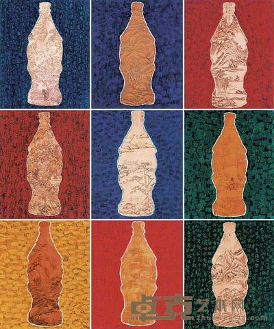薛松 1998年作 中国风景及可口可乐(九件作品) 61×50.5cm