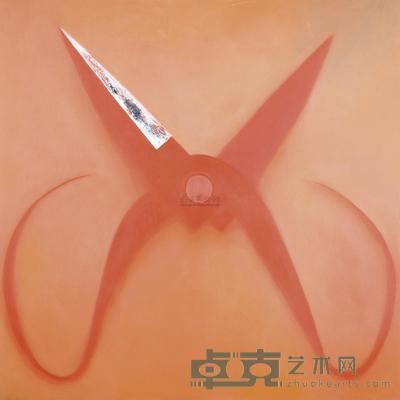 毛旭辉 1999年作 打开的红色调剪刀 139.5×139.5cm