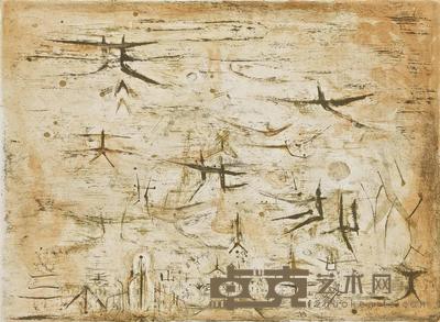 赵无极 1954年作 巴黎的天空 44×58cm