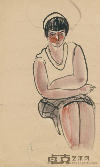 常玉 约1930年作 白衣女子 49.3×29.5cm