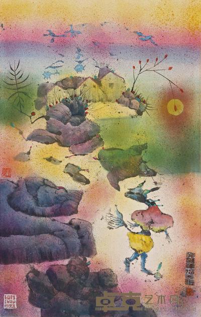 陈福善 1973年作 世外桃源 68.5×43.6cm