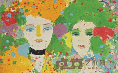 丁雄泉 如花双美图 51×81.5cm